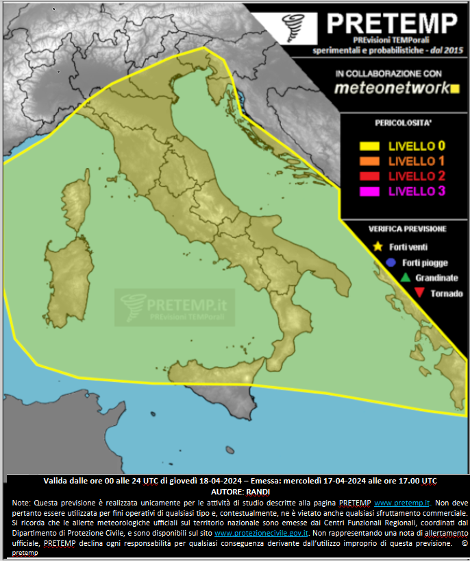 Mappa previsione del 18 aprile 2024