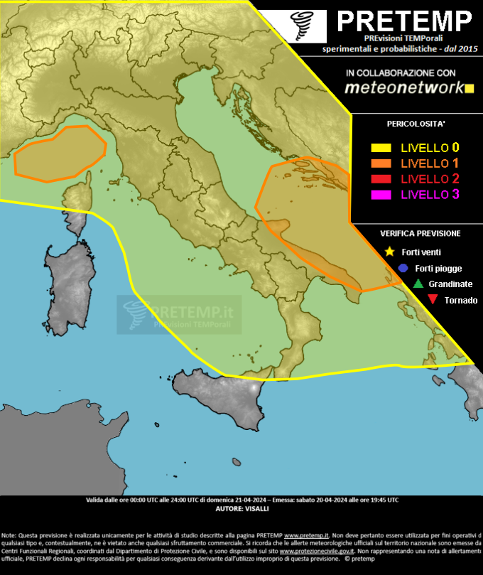 Mappa previsione del 21 aprile 2024