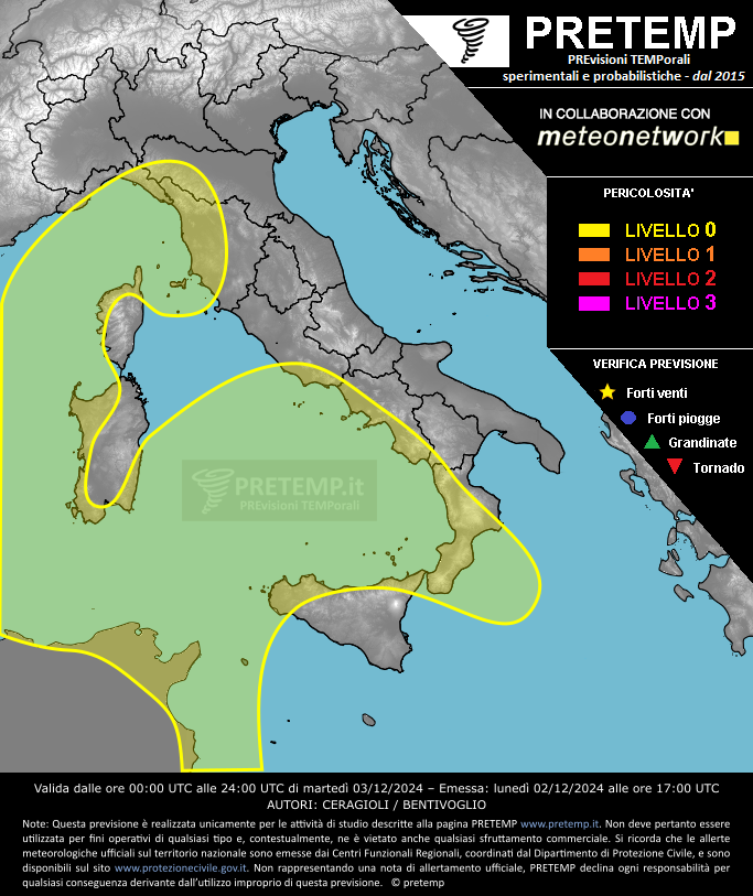 Mappa previsione del 03 dicembre 2024