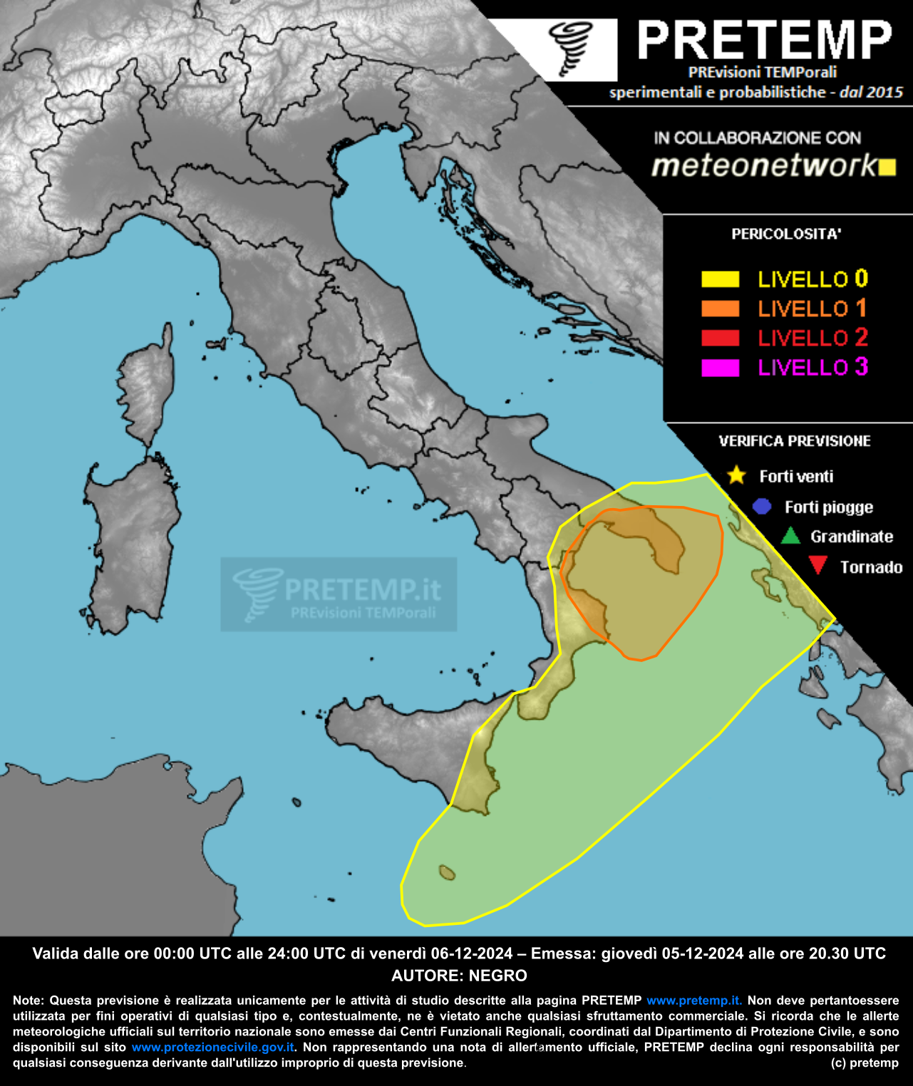 Mappa previsione del 06 dicembre 2024