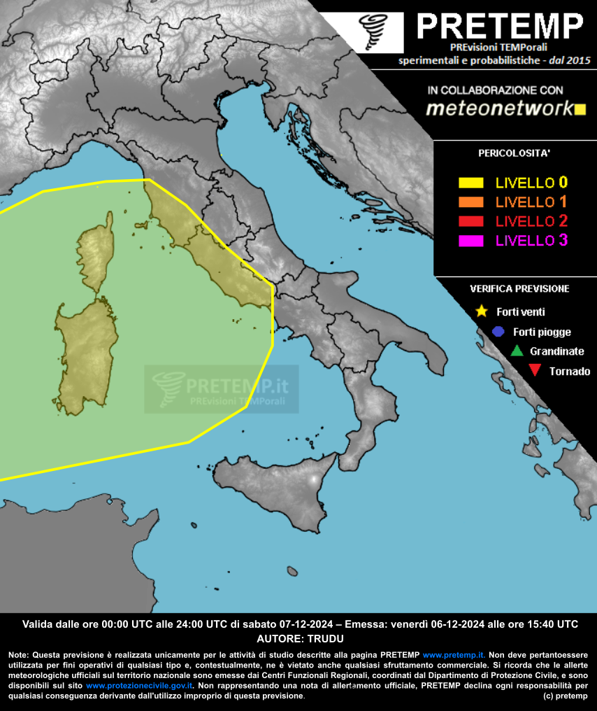 Mappa previsione del 07 dicembre 2024