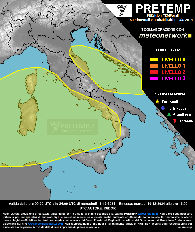 Mappa previsione del 11 dicembre 2024