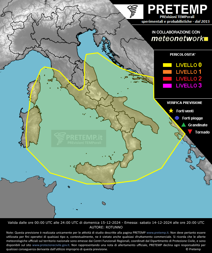 Mappa previsione del 15 dicembre 2024