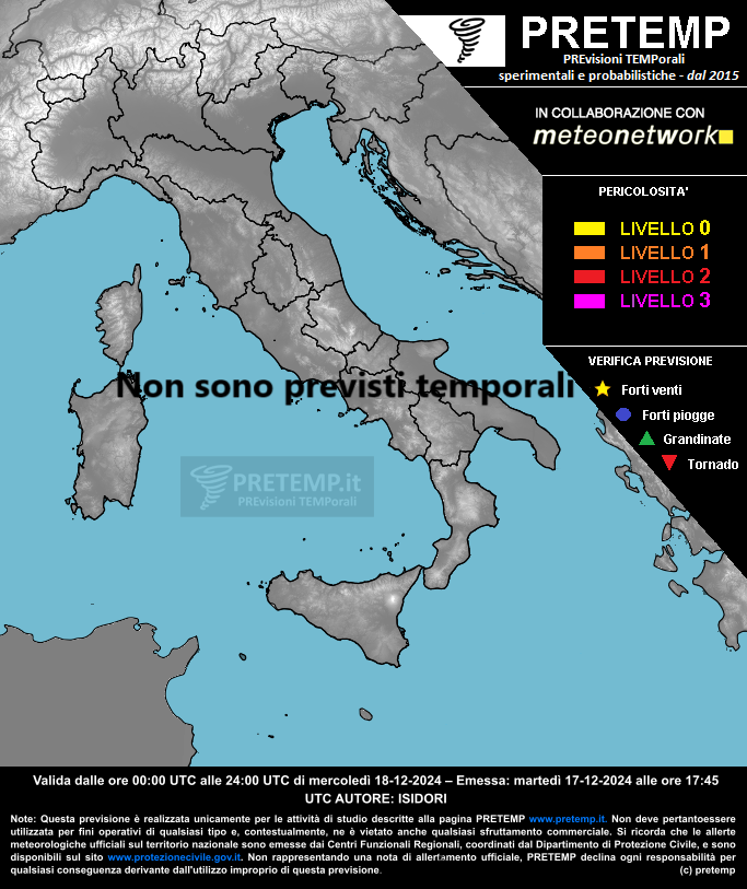 Mappa previsione del 18 dicembre 2024