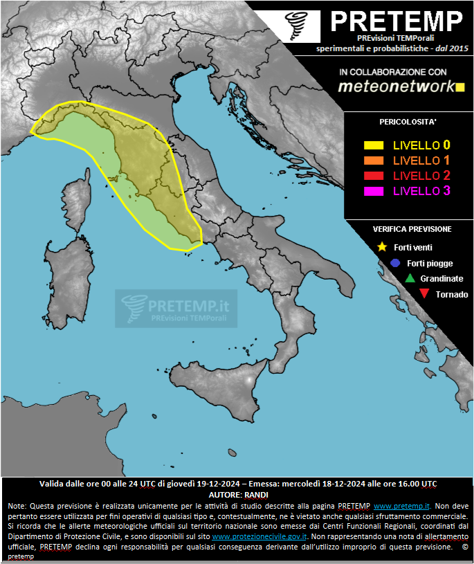 Mappa previsione del 19 dicembre 2024