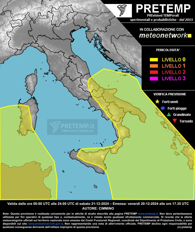 Mappa previsione del 21 dicembre 2024