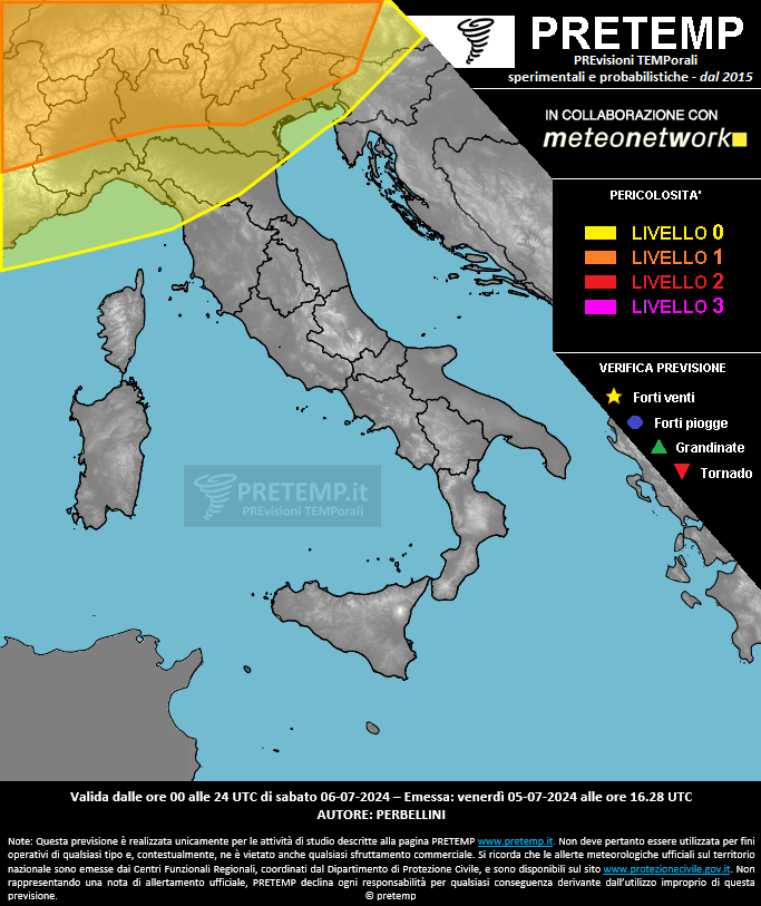 Mappa previsione del 06 luglio 2024