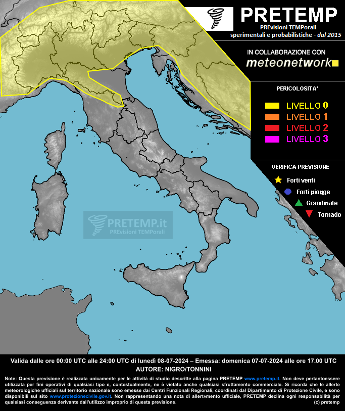 Mappa previsione del 08 luglio 2024