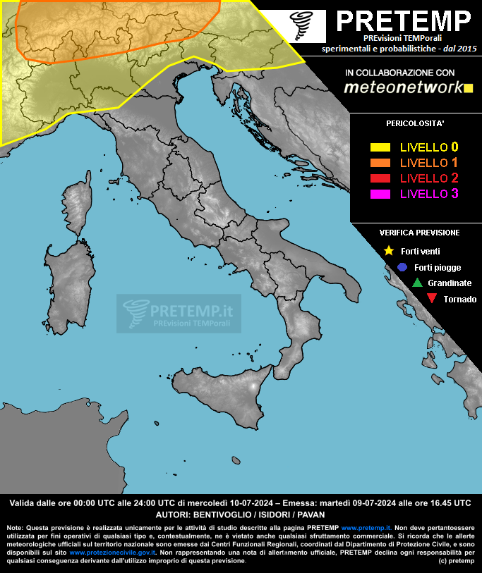 Mappa previsione del 10 luglio 2024