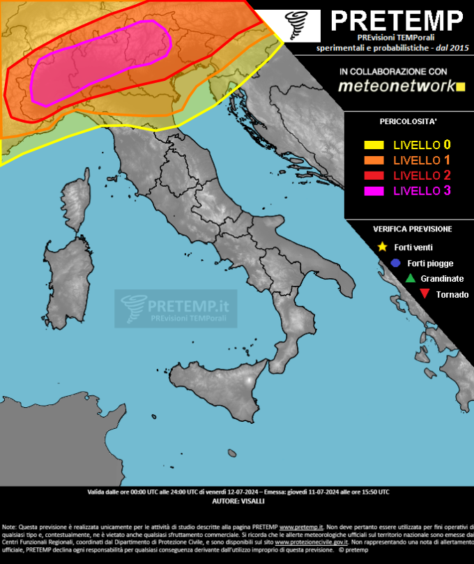 Mappa previsione del 12 luglio 2024
