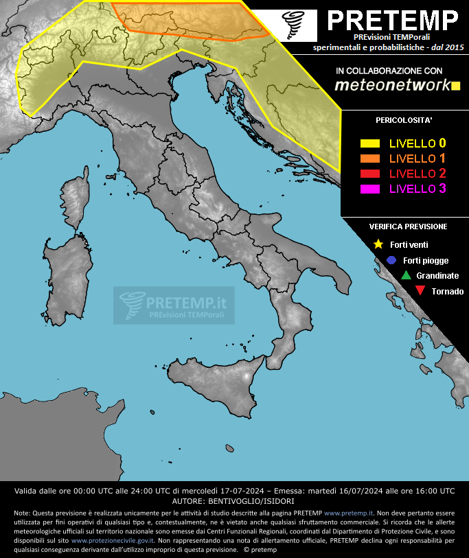 Mappa previsione del 17 luglio 2024