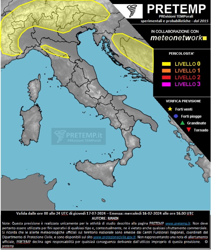 Mappa previsione del 18 luglio 2024