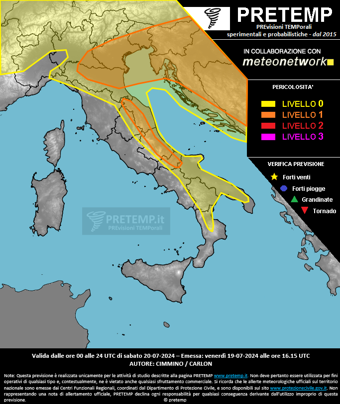 Mappa previsione del 20 luglio 2024