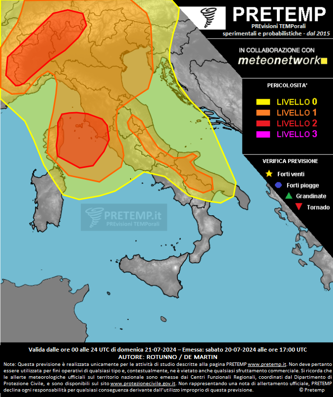 Mappa previsione del 21 luglio 2024