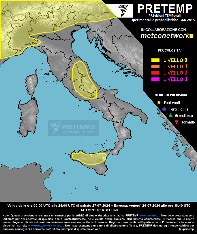 Mappa previsione del 27 luglio 2024
