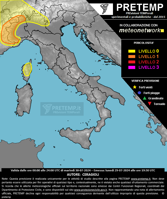 Mappa previsione del 30 luglio 2024