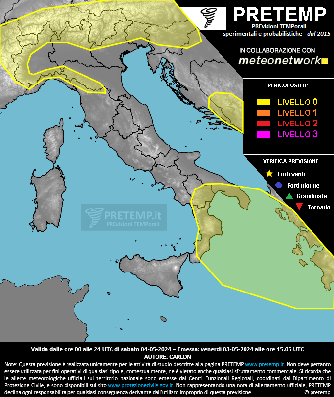 Mappa previsione del 04 maggio 2024