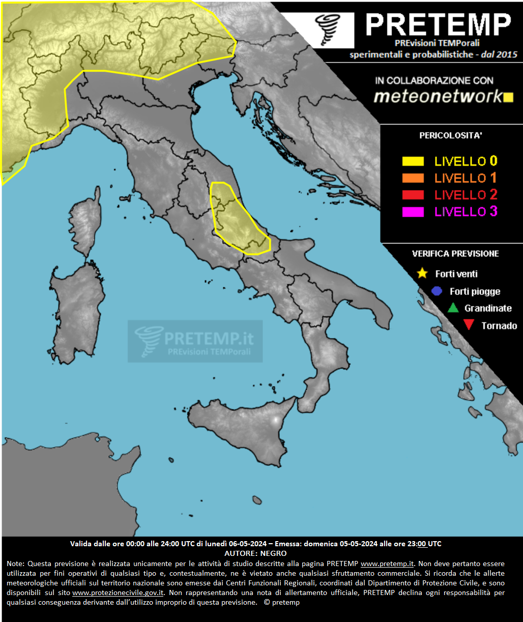 Mappa previsione del 06 maggio 2024