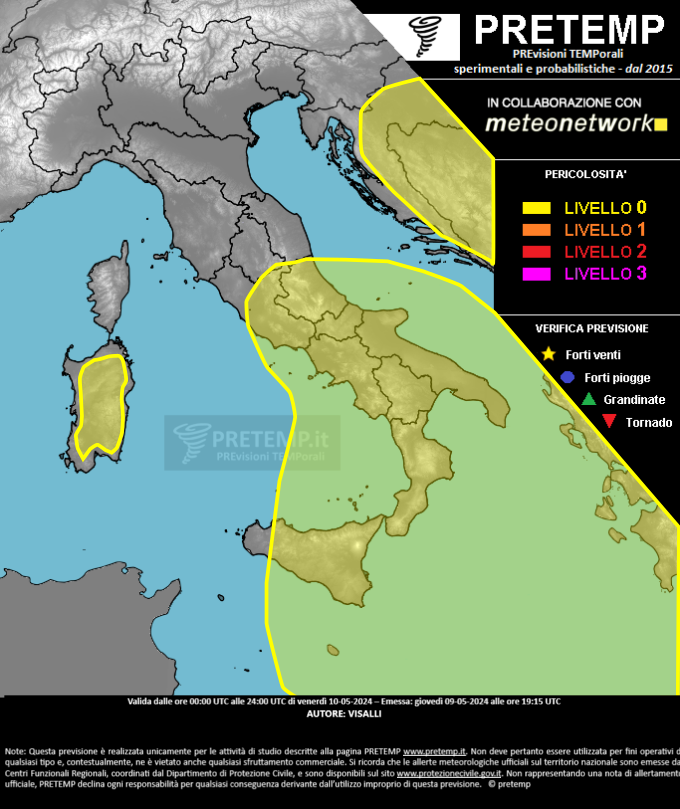 Mappa previsione del 10 maggio 2024