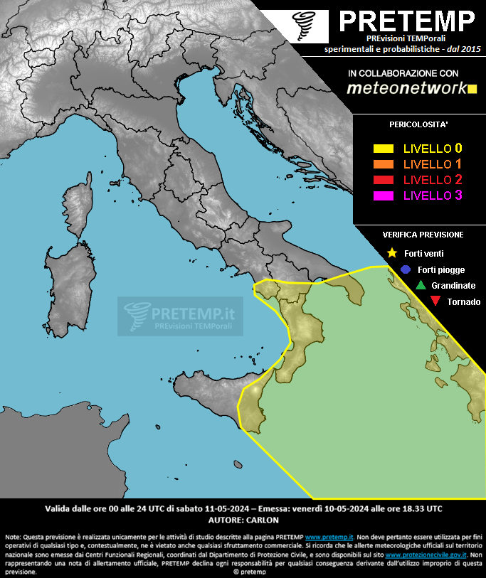 Mappa previsione del 11 maggio 2024