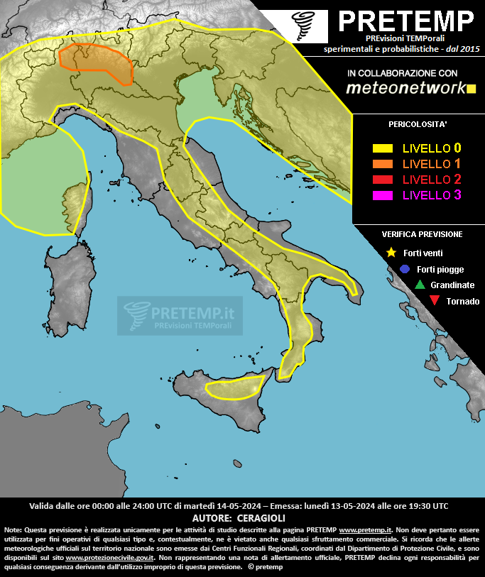 Mappa previsione del 14 maggio 2024
