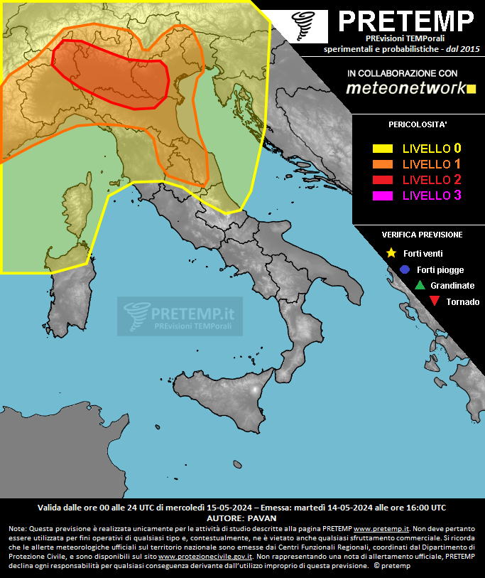 Mappa previsione del 15 maggio 2024