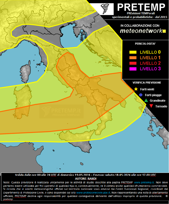 Mappa previsione del 19 maggio 2024