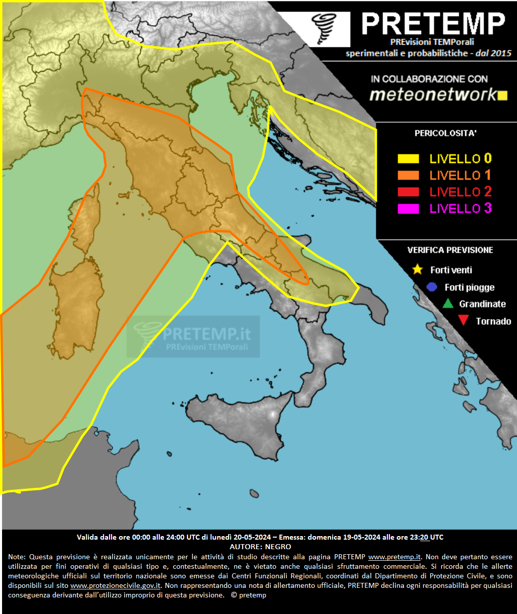 Mappa previsione del 20 maggio 2024