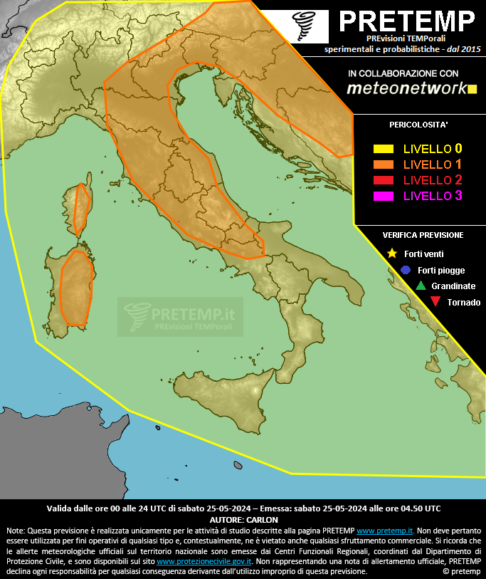 Mappa previsione del 25 maggio 2024