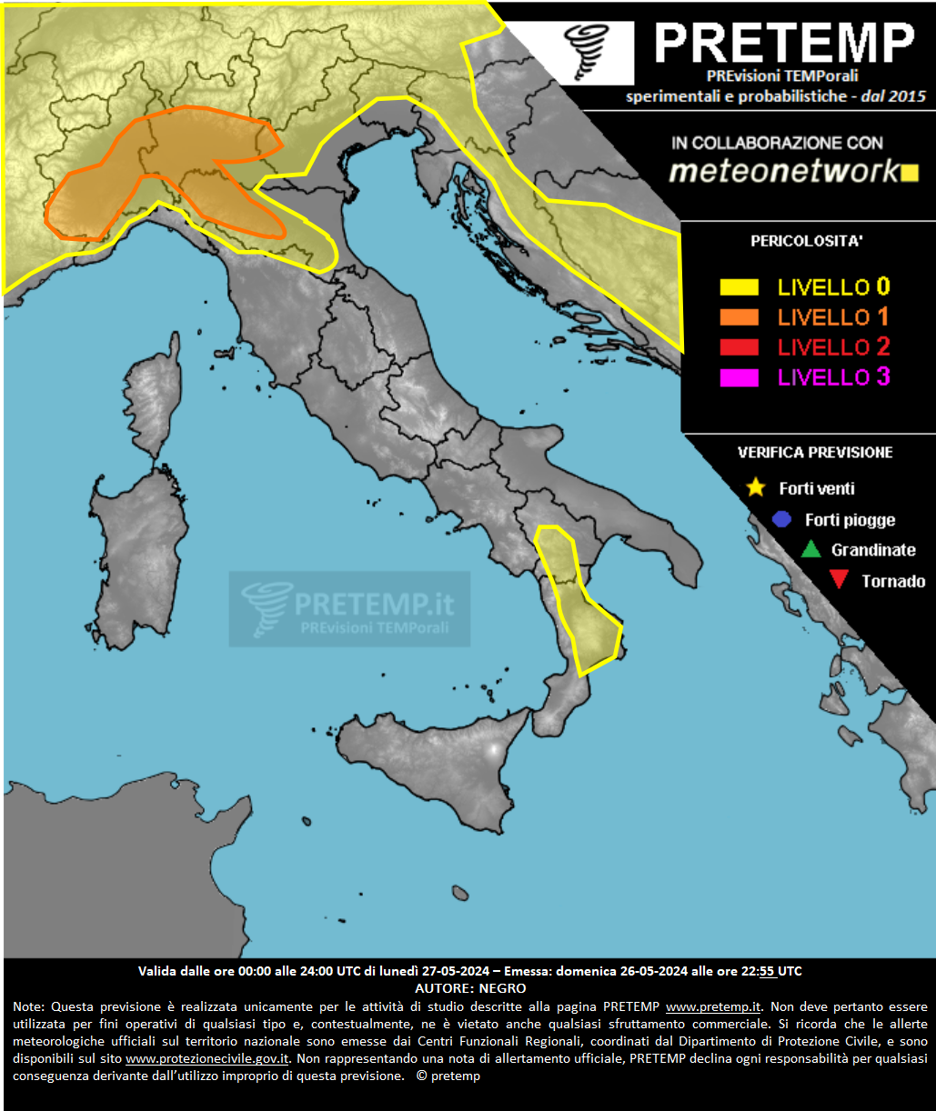 Mappa previsione del 27 maggio 2024