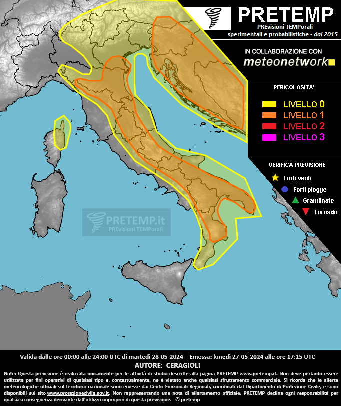 Mappa previsione del 28 maggio 2024