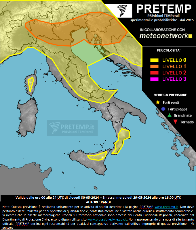 Mappa previsione del 30 maggio 2024