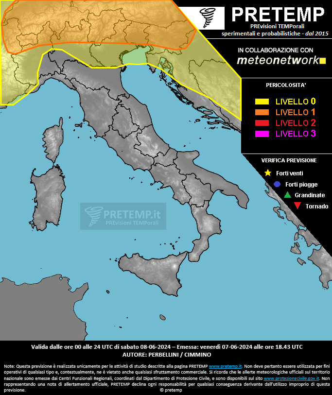 Mappa previsione del 08 giugno 2024