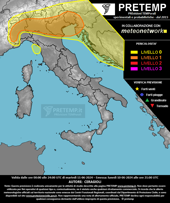 Mappa previsione del 11 giugno 2024