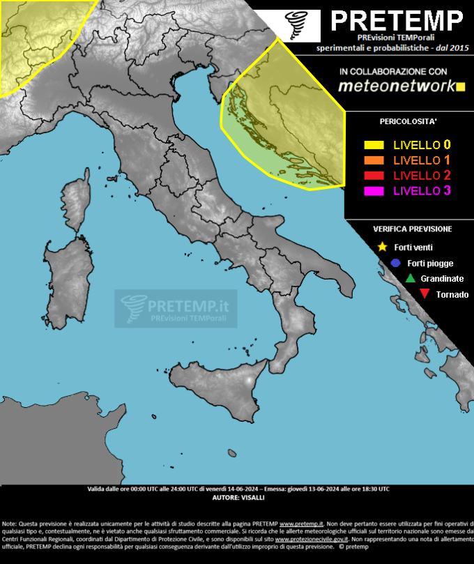 Mappa previsione del 14 giugno 2024