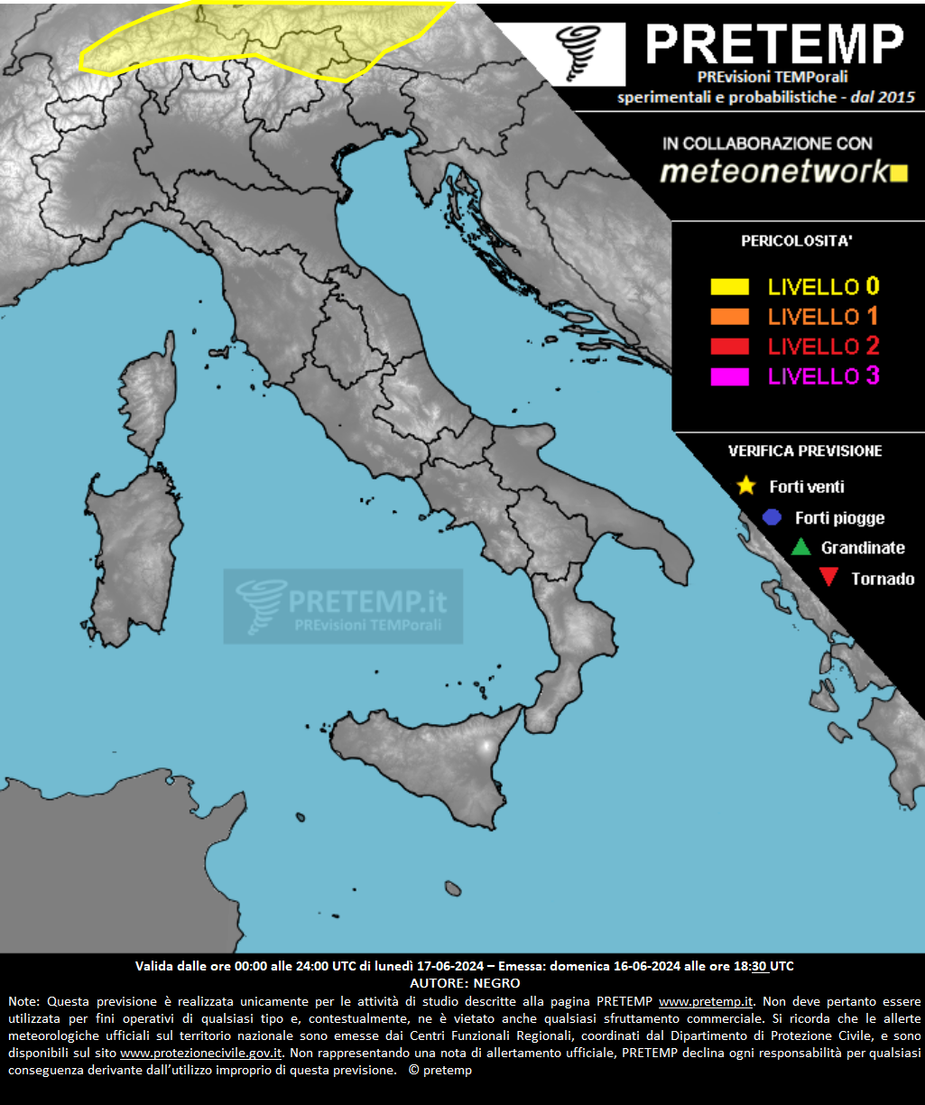 Mappa previsione del 17 giugno 2024
