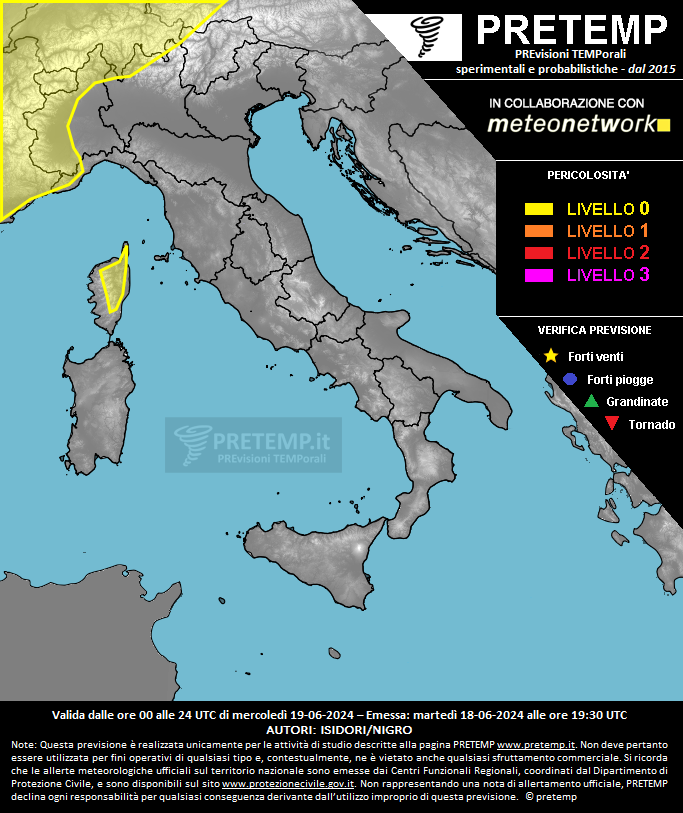 Mappa previsione del 19 giugno 2024