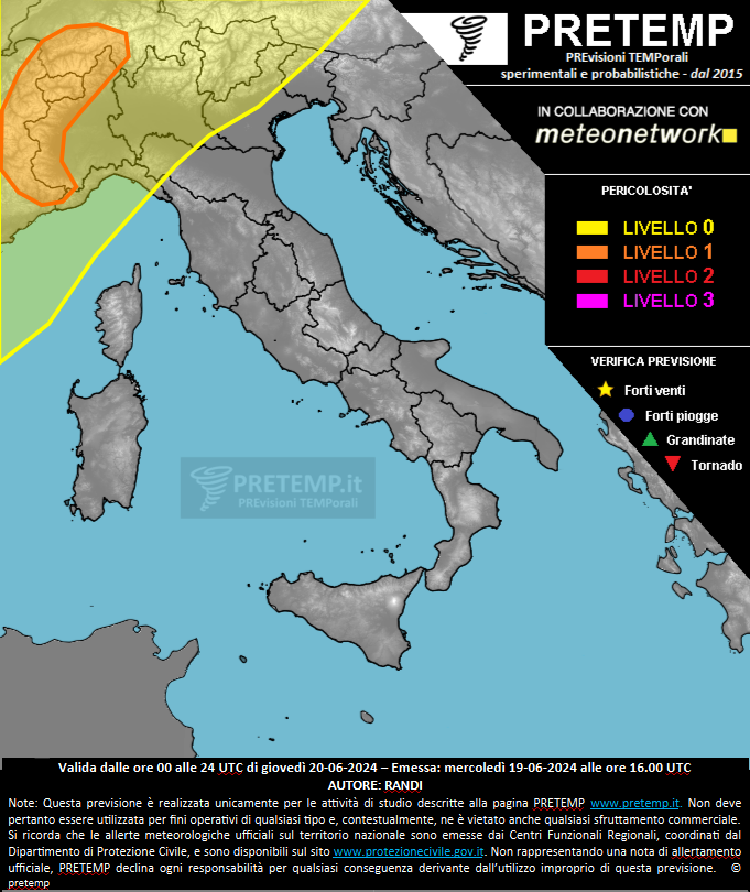 Mappa previsione del 20 giugno 2024