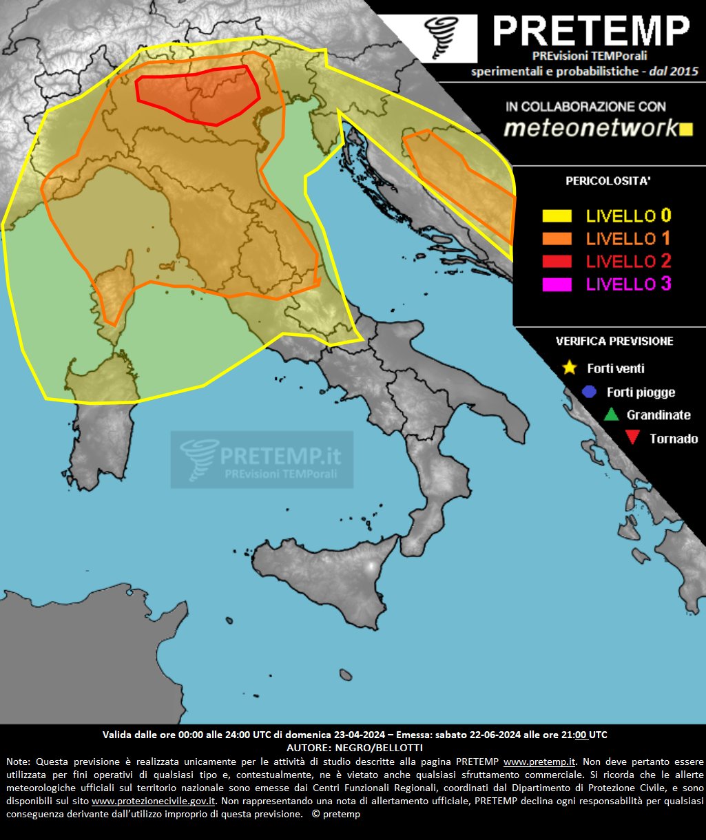 Mappa previsione del 23 giugno 2024