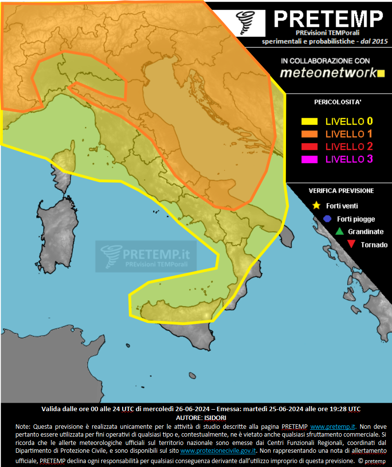 Mappa previsione del 26 giugno 2024
