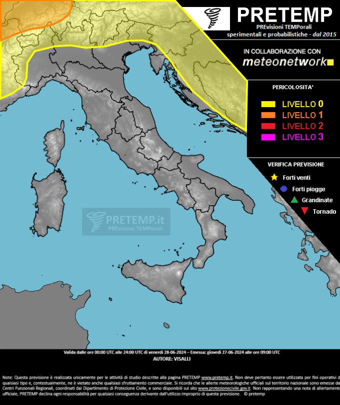 Mappa previsione del 28 giugno 2024