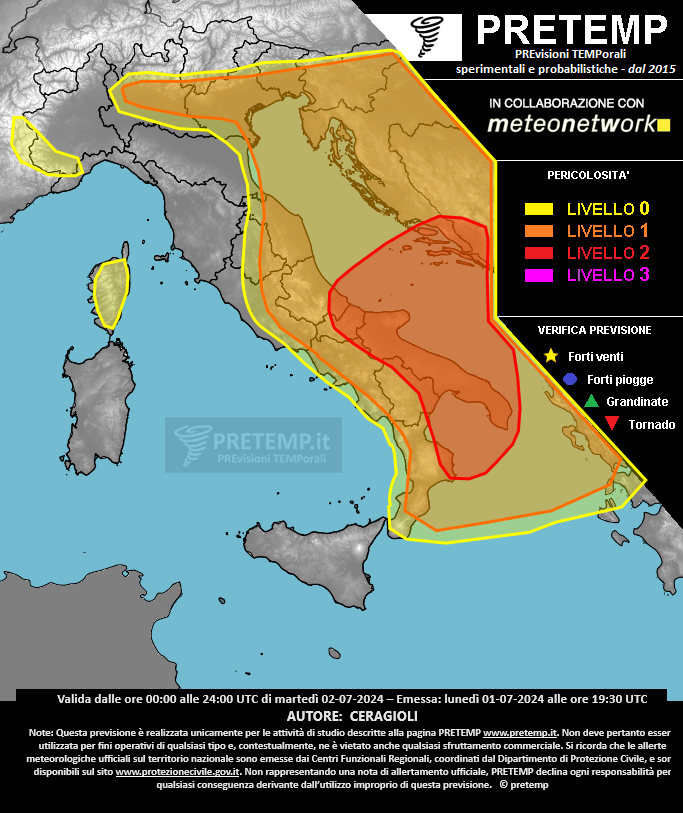 Mappa previsione del 02 luglio 2024