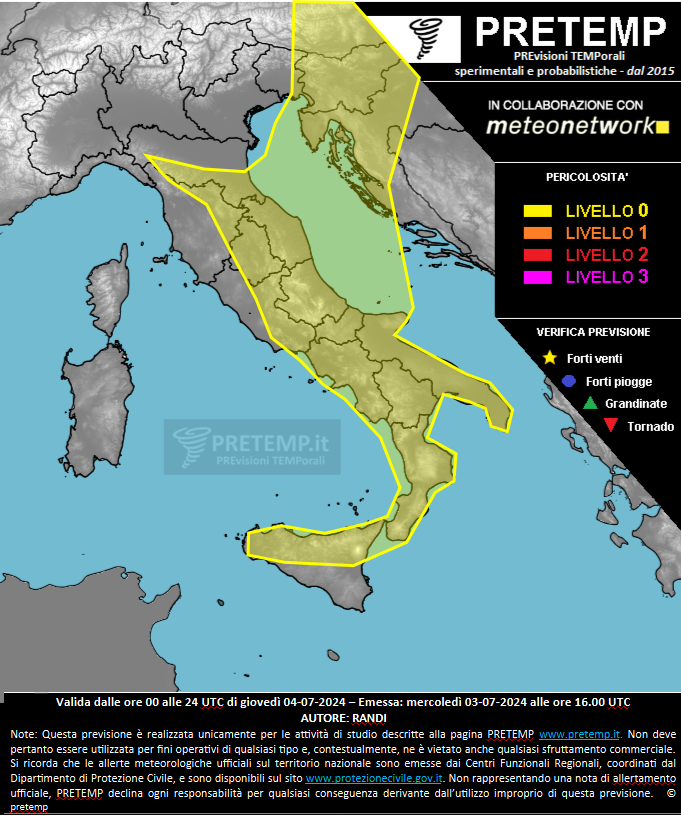 Mappa previsione del 04 luglio 2024