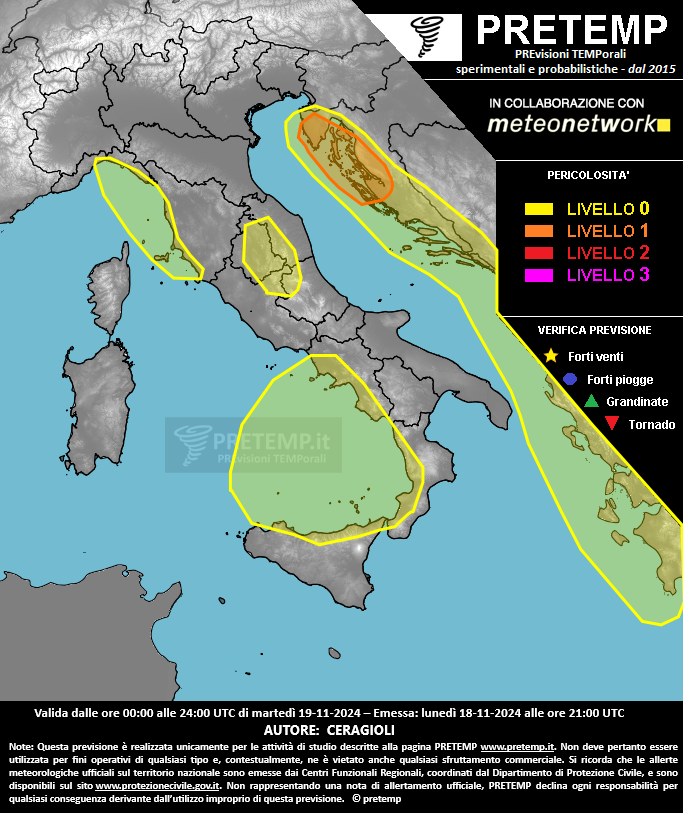 Mappa previsione del 19 novembre 2024