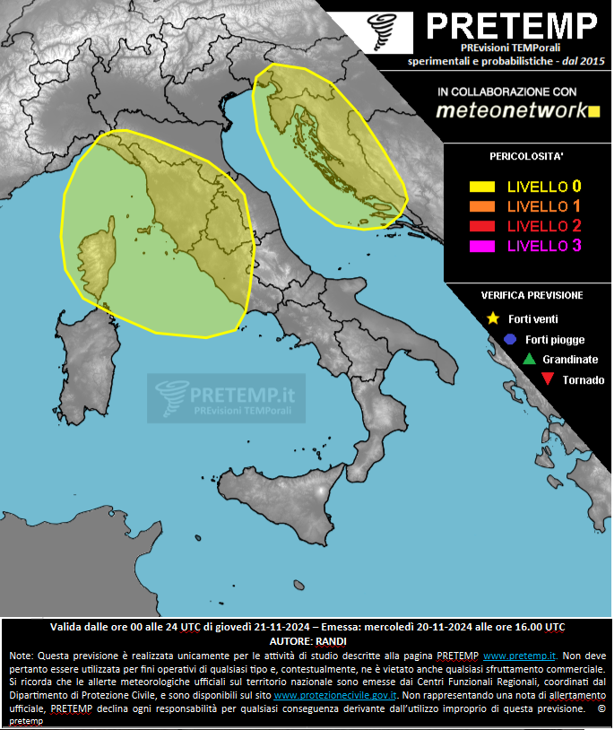 Mappa previsione del 21 novembre 2024