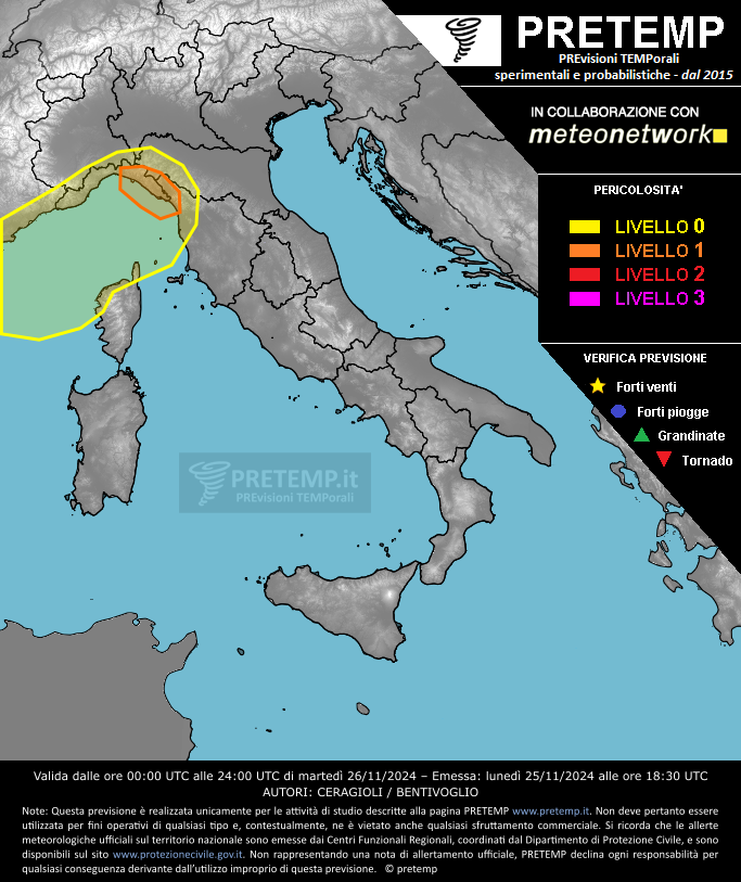 Mappa previsione del 26 novembre 2024
