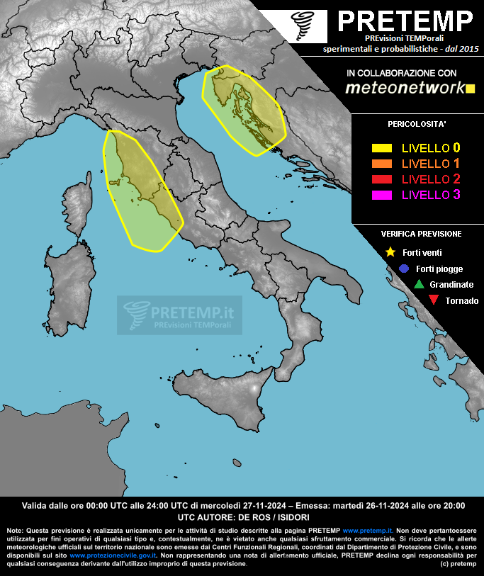 Mappa previsione del 27 novembre 2024
