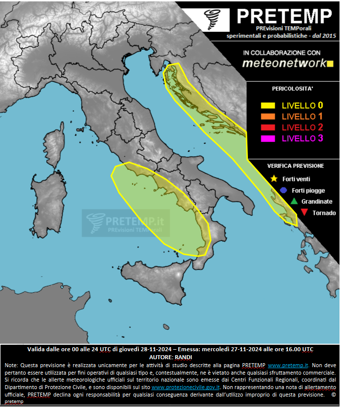 Mappa previsione del 28 novembre 2024