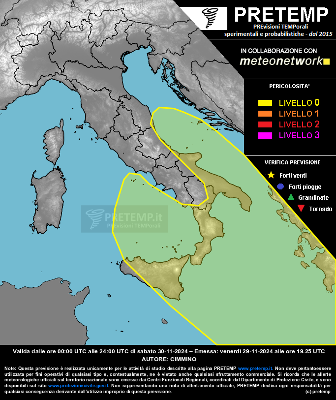 Mappa previsione del 30 novembre 2024
