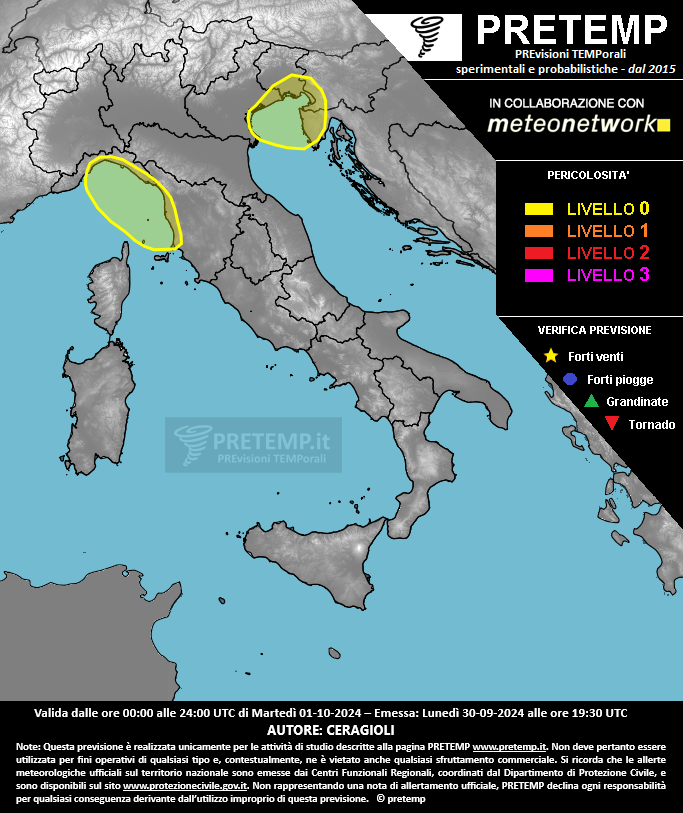 Mappa previsione del 01 ottobre 2024